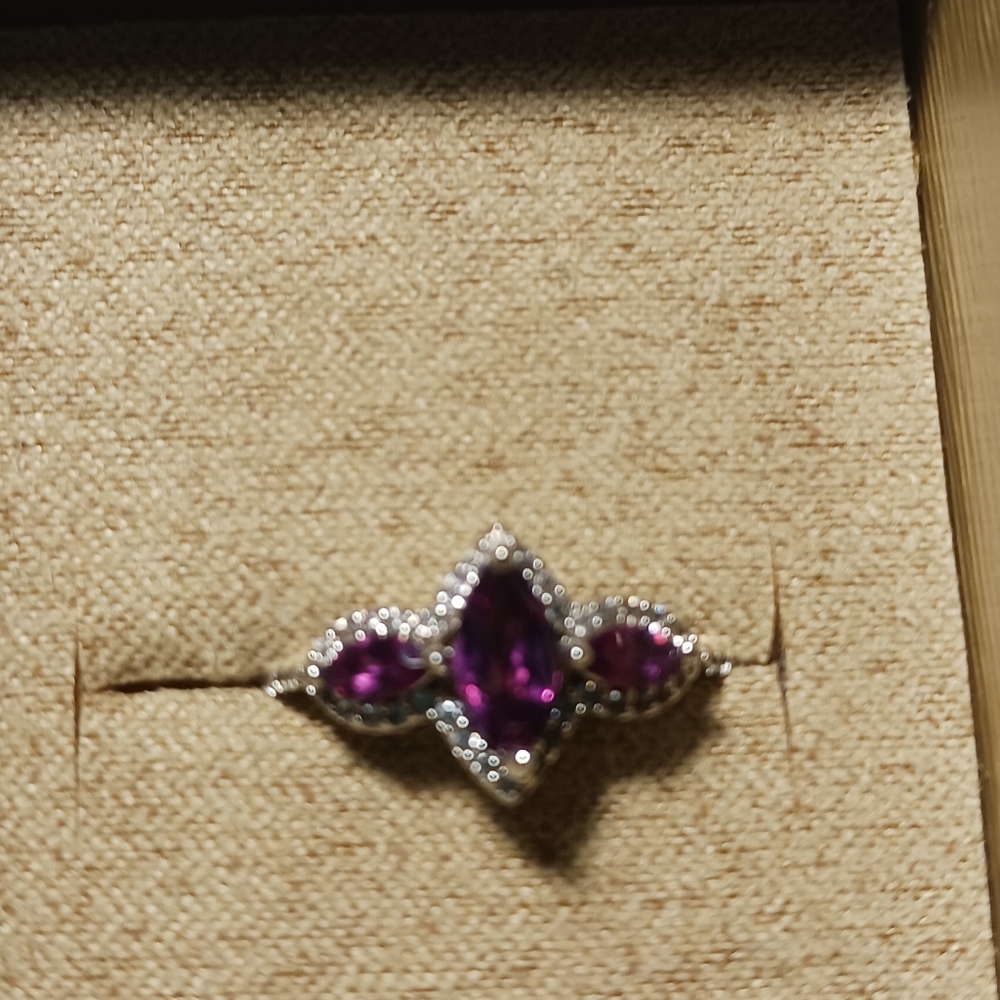 COPY - Raspberry Color Rhodolite Rhodium Over Silver Ring 1.14ctw Size8 No Tags… - Picture 5 of 7